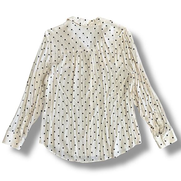 Chico’s Cream & Black Polka Dot Button Down Blouse Size 2 (L/XL) Long Sleeve Top - Picture 5 of 8